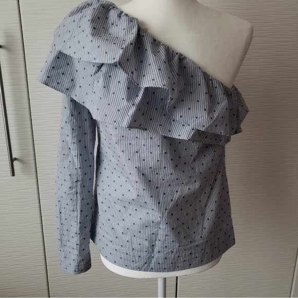 Maje One-Shoulder Ruffle Blouse - Picture 2 of 4